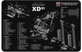 TekMat TEKR17XDE Springfield XDE Cleaning Mat Black/White Rubber 17" Long Springfield XDE Parts Diagram