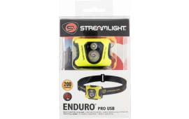 Streamlight 61436 Enduro Pro W/Dual Lock 15/25/50/90/145/200 Lumens White LED Bulb Black/Yellow 95 Meters Distance