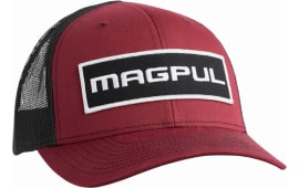 Magpul MAG1104-604 Wordmark Patch Trucker Hat Black/Red Adjustable Snapback OSFA Structured