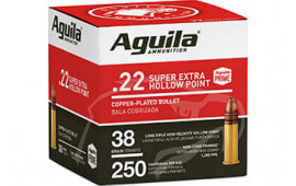 Aguila 1B221103 Super Extra High Velocity 22 LR 38 gr Copper Plated Hollow Point (CPHP) (Bulk) - 250rd Box