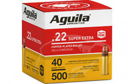 Aguila 1B221115 Super Extra High Velocity 22 LR 40 gr Copper-Plated Solid Point (Bulk) - 500rd Box