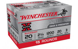 Winchester Ammo XB203VP Super X 20 Gauge 2.75" 20 Pellets 3 Buck Shot (Value Pack) - 15sh Box