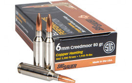 Sig Sauer E6MMCH120 Elite Copper Hunting 6mm Creedmoor 80 gr Copper Hollow Point - 20rd Box