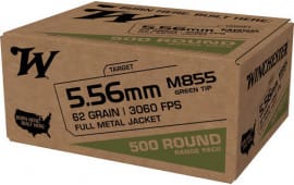 Winchester Ammo WM855500 USA 5.56x45mm NATO 62 GRFull Metal Jacket Lead Core (FMJLC) (Sold by Case) - 1000rd Case