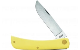 Case 00032 Working Sod Buster Jr 2.80" Skinner Plain Synthetic Yellow Handle Folding