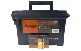 PMC 223A  Ammunition, Bronze Target 223 Remington, FMJ Boat Tail 55 GR - Brass, Boxer, Non-Corrosive, Reloadable - 500 Rounds in A Reusable Ammo Can