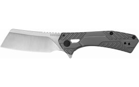 Kershaw 3445 Static  2.90" Folding Cleaver Plain Satin 8Cr13MoV SS Blade Gray PVD Stainless Steel Handle Includes Pocket Clip