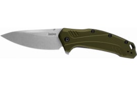 Kershaw Link Drop Point Knife Olive Aluminum (3.25" Stonewash 20CV)