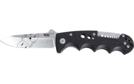 S.O.G SOG-EL01-CP Kilowatt  3.40" Folding Clip Point Plain Satin AUS-8A SS Blade Black GRN Handle Includes Belt Clip