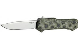 Hogue Compound OTF Automatic: 3.5" Clip Point Blade - Tumbled Finish G-Mascus Green G10 Frame