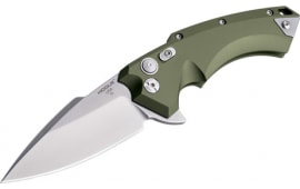 Hogue X5 Flipper: 4.0" Spear Point Blade - Tumbled Finish OD Green Aluminum Frame