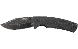 CRKT 2795 Gulf  4.08" Folding Modified Clip Point Plain Black Stonewashed 8Cr13MoV SS Blade/Black G10 Handle Includes Pocket Clip