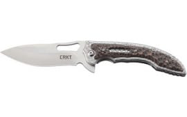CRKT 5470 Fossil  3.96" Folding Drop Point Plain Satin 8Cr13MoV SS Blade/ Brown G10/SS Handle Includes Pocket Clip