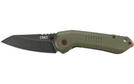 CRKT 6280 Overland  3" Folding Sheepsfoot Plain Stonewashed 8Cr13MoV SS Blade/ Green G10/SS Handle Includes Pocket Clip