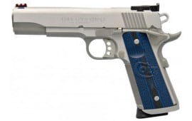 Colt Gold Cup 1911 45 ACP Pistol, 5" 8rd Blue G10 Grip Stainless Steel - O5070XE