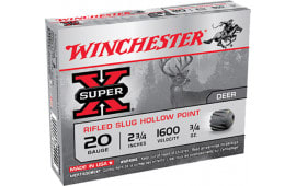 Winchester Ammo X20RSM5 Super X 20 Gauge 2.75" 3/4 oz Rifled Slug Hollow Point Shot - 5sh Box