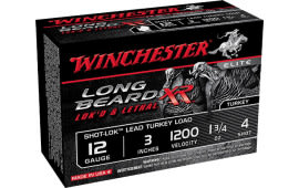 Winchester Ammo STLB1234 Long Beard XR Shot-Lok Turkey 12GA 3" 1-3/4oz #4 Shot - 10sh Box
