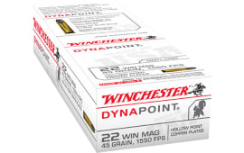 Winchester Ammo USA22M USA Dynapoint 22 WMR 45 gr Copper Plated Hollow Point (CPHP) - 50rd Box