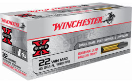 Winchester Ammo X22MSUB Super-X 22 WMR 45 GR Jacketed Hollow Point - 50rd Box