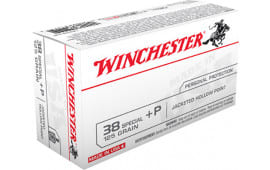 Winchester Ammo USA38JHP Best Value 38 Special +P 125 GR Jacketed Hollow Point - 50rd Box