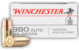 Winchester Ammo USA380JHP Best Value 380 ACP 95 GR Jacketed Hollow Point - 50rd Box