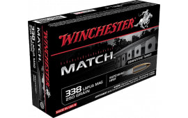 Winchester Ammo S338LM Match 338 Lapua Magnum 250 GR Boat Tail Hollow Point - 20rd Box