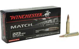 Winchester Ammo S223M2 Match .223/5.56 NATO 69 GR Boat Tail Hollow Point - 20rd Box
