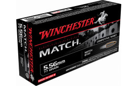 Winchester Ammo S556M Match .223/5.56 NATO 77 GR Boat Tail Hollow Point - 20rd Box