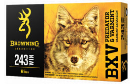 Browning Ammo B192302431 BXV Predator and Varmint 243 Winchester 65 GR Varmint - 20rd Box
