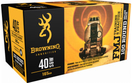 Browning Ammo B191800404 Training & Practice 40 Smith & Wesson (S&W) 165 GR Full Metal Jacket - 100rd Box