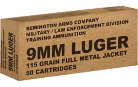 Remington Ammunition B9MM3 Overrun 9mm Luger 115 GR Full Metal Jacket - 50rd Box