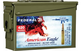 Federal XM193BK420AC1X American Eagle 5.56x45mm NATO 55 gr Full Metal Jacket Boat-Tail (FMJBT) Ammo Can - 420rd Case