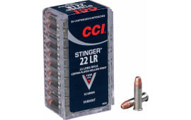 CCI 0050 Varmint 22 LR Stinger Copper-Plated HP 32 GR - 50rd Box