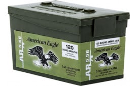 Federal XM855LPC120 M855 5.56 NATO 62 GR Green Tip FMJ Mini Ammo Can Bulk Pack - Five 120 Round Mini Cans / 600 Round Case