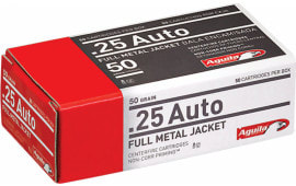 Aguila 1E252110 Case, .25 ACP, 50 GR Full Metal Jacket, Brass, Boxer, 1000 Round Case