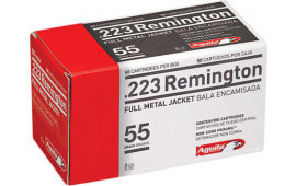 Aguila .223 Remington 55 GR Full Metal Jacket , Brass, Boxer, Non-Corrosive, Reloadable ,1000 Round Case - Mfg # 1E223110