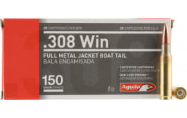 Aguila 1E308110 308 Winchester/7.62 NATO 150 GR Full Metal Jacket Boat Tail - 20rd Box