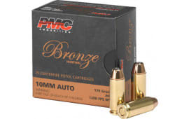 PMC 10B Bronze 10mm Ammunition, 170 GR, Jacketed Hollow Point, Brass, Boxer, N/C, Re-loadable - 25 Rounds/ Box - 500 Round Case