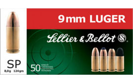 Sellier & Bellot SB9S Handgun 9mm Luger 124 gr Soft Point (SP) - 50rd Box