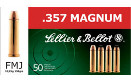 Sellier & Bellot SB357A Handgun 357 Mag 158 gr Full Metal Jacket (FMJ) - 50rd Box