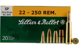 Sellier & Bellot SB22250B Rifle 22-250 Rem 55 GR Soft Point - 20rd Box