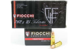 Fiocchi 762TOK Specialty 7.62X25mm Tokarev 88 GR Metal Case (FMJ) - 50rd Box