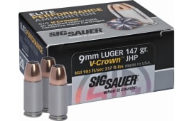 Sig Sauer E9MMA3-20 V-Crown 9mm Luger 147 GR Jacketed Hollow Point - 20 Round Box