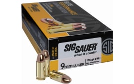Sig Sauer E9MMB1-50 Full Metal Jacket 9mm Luger 115 GR FMJ - 50rd Box