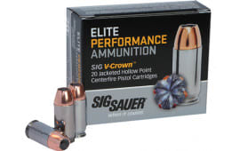 Sig Sauer E38SU1-20 V-Crown 38 Super +P 125 GR Jacketed Hollow Point - 20rd Box