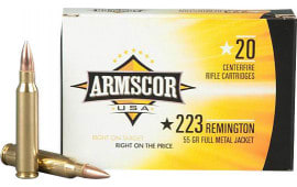 Armscor FAC2231N .223 Remington 55 GR, Full Metal Jacket,Brass, Boxer, Non-Corrosive, Reloadable - 1000 Round Case