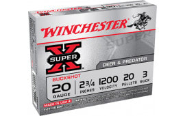 Winchester Ammo XB203 Super-X 20GA 2.75" Copper-Plated Lead 20 Pellets 3 Buck - 5sh Box