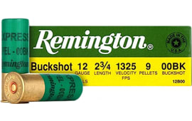 Remington Ammunition NS1235HVT Express 12GA 2.75" Buckshot 9 Pellets 00 Buck - 25sh Box