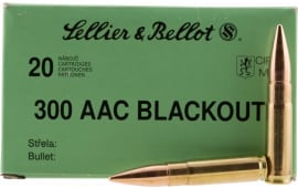 Sellier & Bellot 300BLKSUBA Rifle 300 AAC Blackout 200 GR Full Metal Jacket Subsonic - 20rd Box