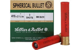 Sellier & Bellot SB410A Shotgun 410GA 2.5" Lead 3 Pellets 000 Buck - 25sh Box